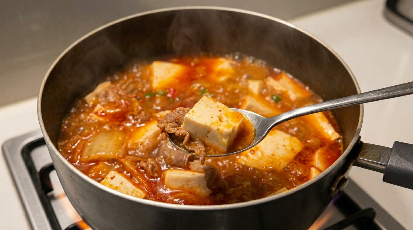 Zuppa di Kimchi, Manzo e Tofu Morbido: Facile e Veloce