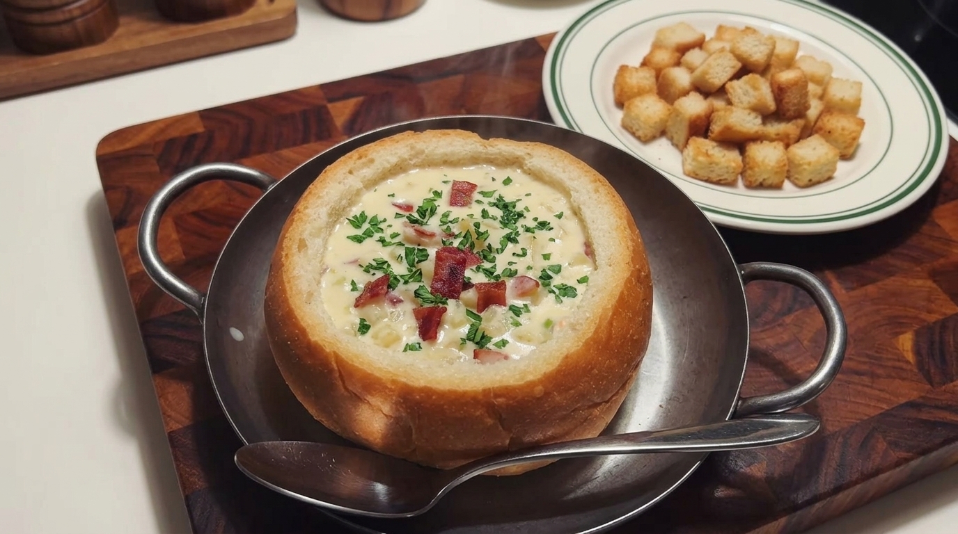 Clam Chowder Classica nella Pagnotta di Pane