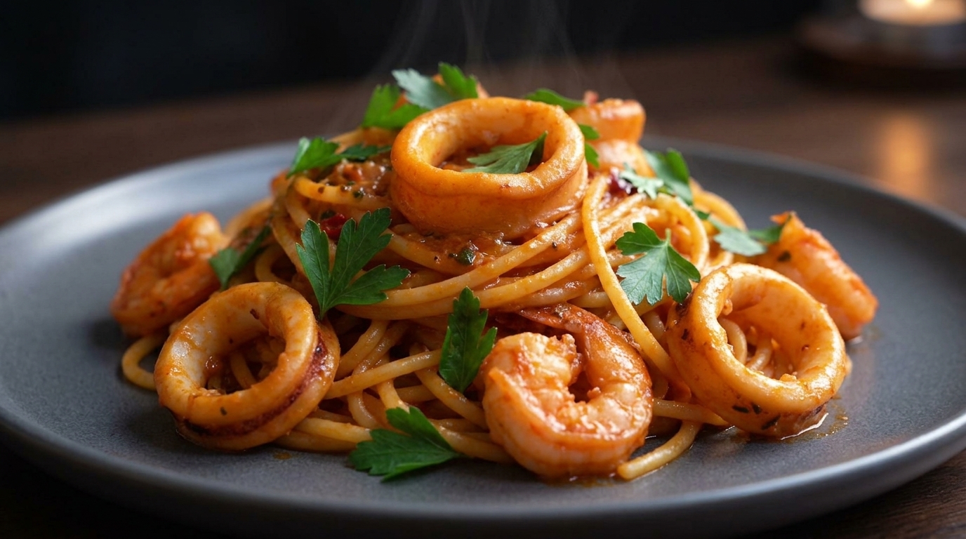 Pasta Cremosa ai Frutti di Mare e Gochujang (Piccante)