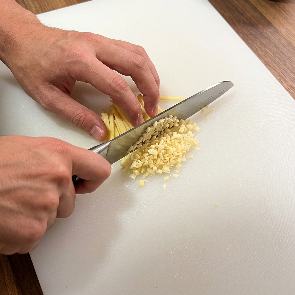 Mani che grattugiano finemente il parmigiano sopra un tagliere bianco.