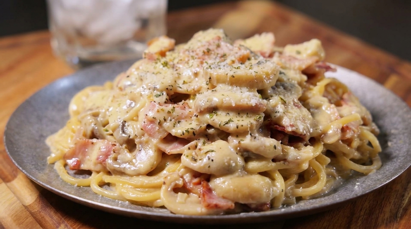 Spaghetti Cremosi con Pancetta e Funghi: Ricetta Extra Ricca