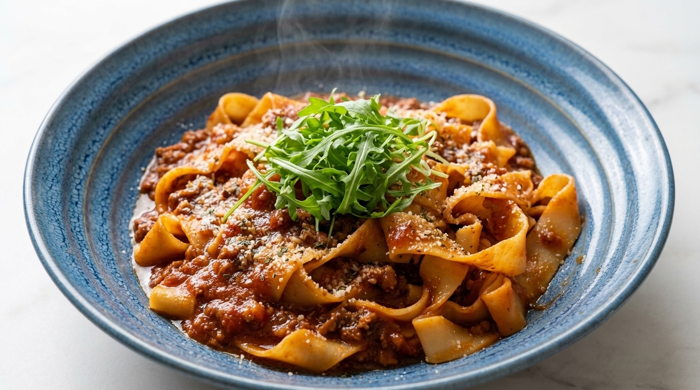 Pappardelle veloci al ragù di maiale
