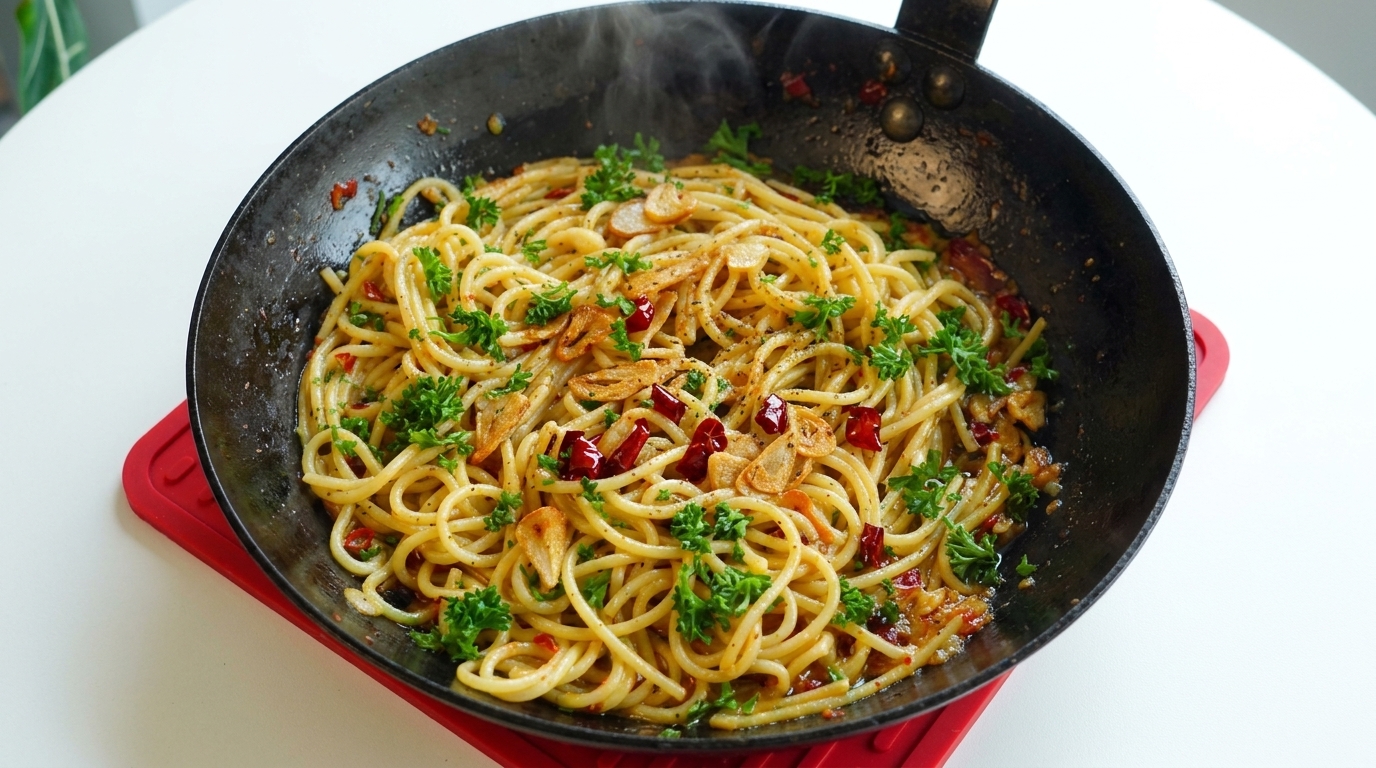 Spaghetti Aglio, Olio e Peperoncino Cremosi in 10 Minuti