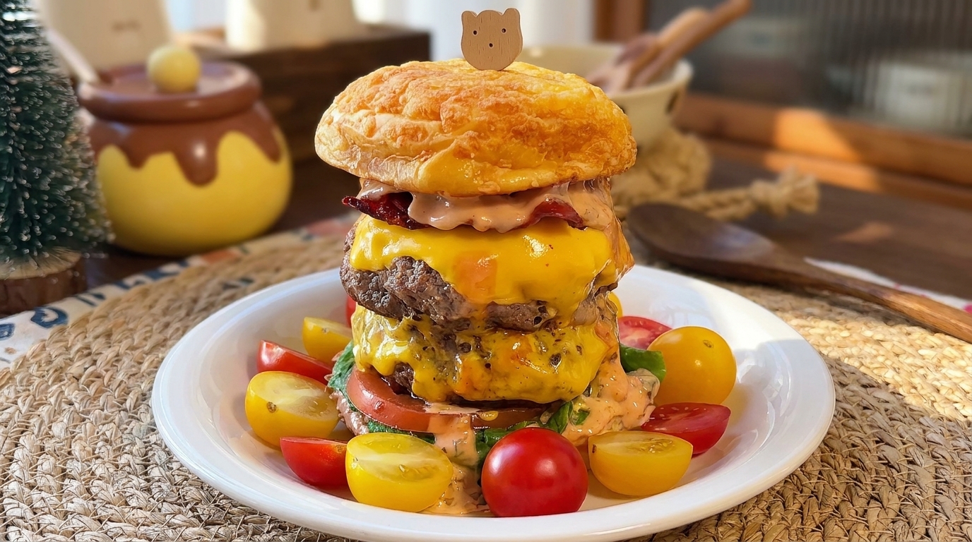 Double Cheeseburger Gourmet con Cuore Fondente