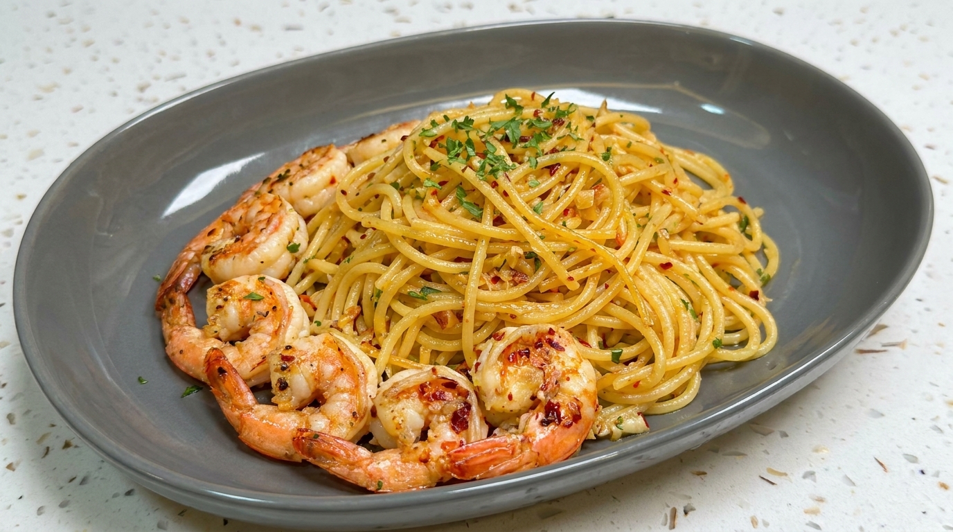 Spaghetti Aglio, Olio e Peperoncino ai Gamberi e Burro