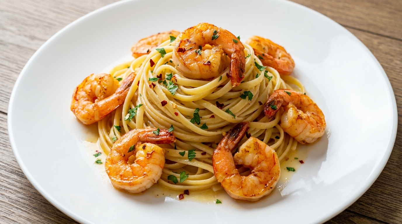 Linguine ai Gamberi con Burro all'Aglio e Limone