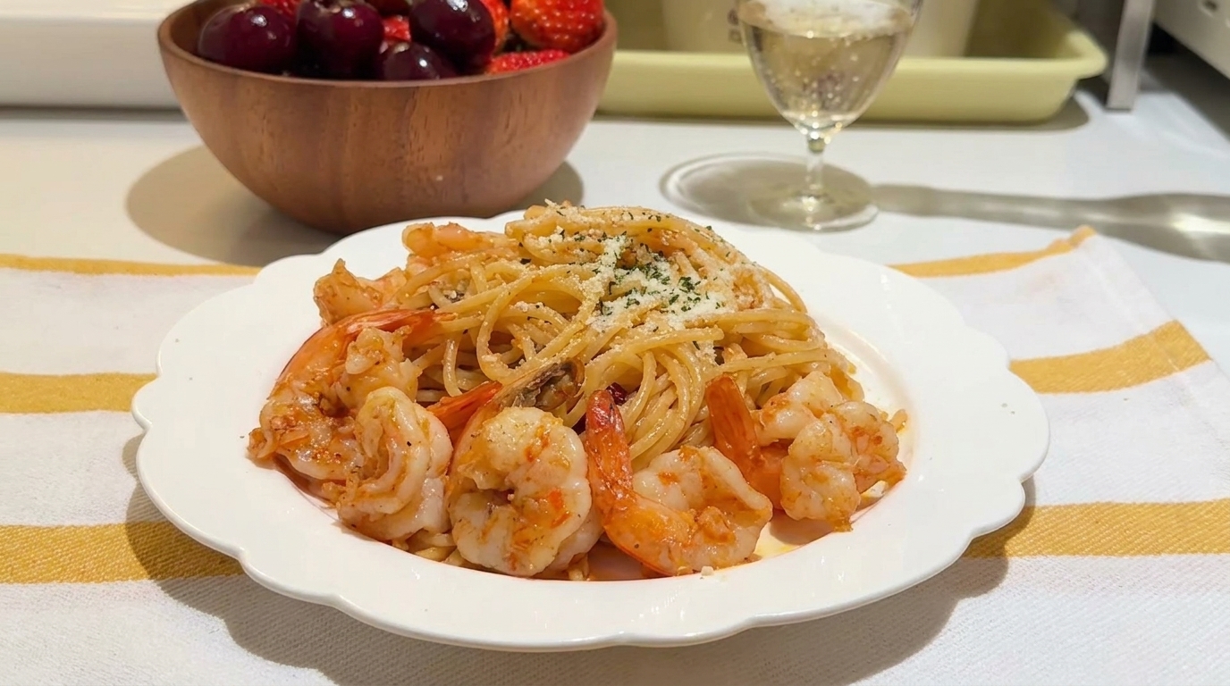 Spaghetti Piccanti ai Gamberi, Aglio e Burro (con Olio di Gamberi Fatto in Casa)