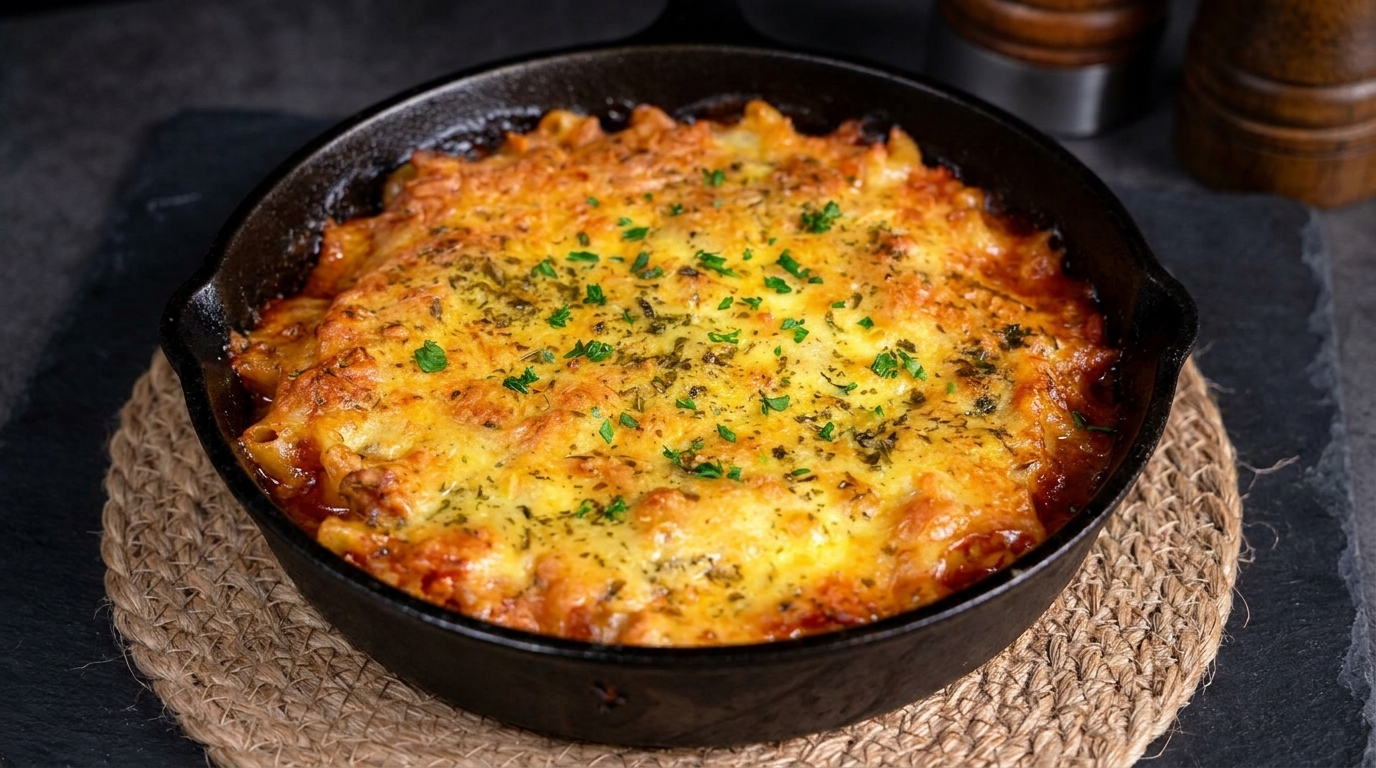 Pasta al Forno con Sugo di Carne e Mozzarella Filante
