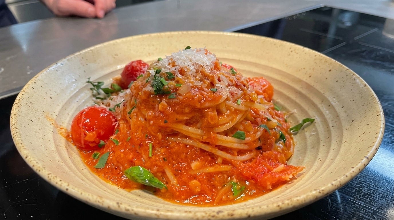Spaghetti al Pomodoro Fresco e Basilico Fatti in Casa