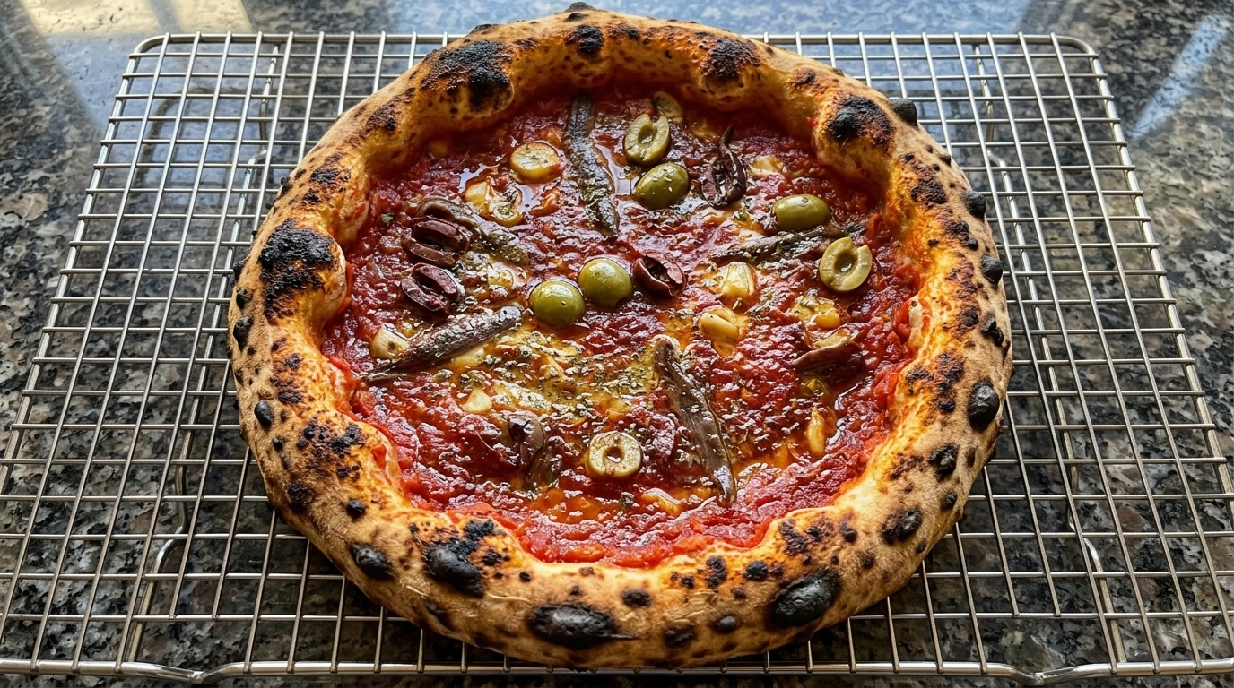 Autentica Pizza Napoletana ai Frutti di Mare con Acciughe