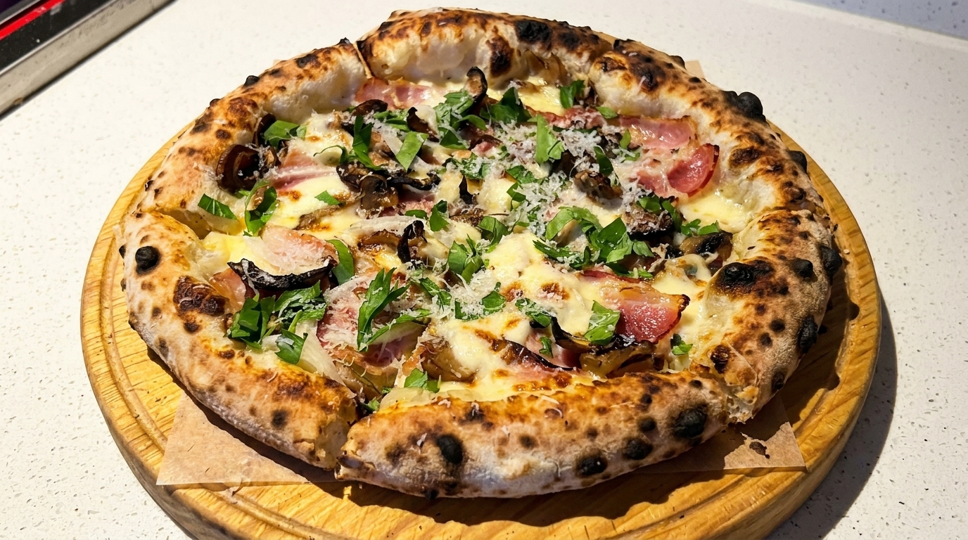 Pizza Carbonara ai Funghi Artigianale