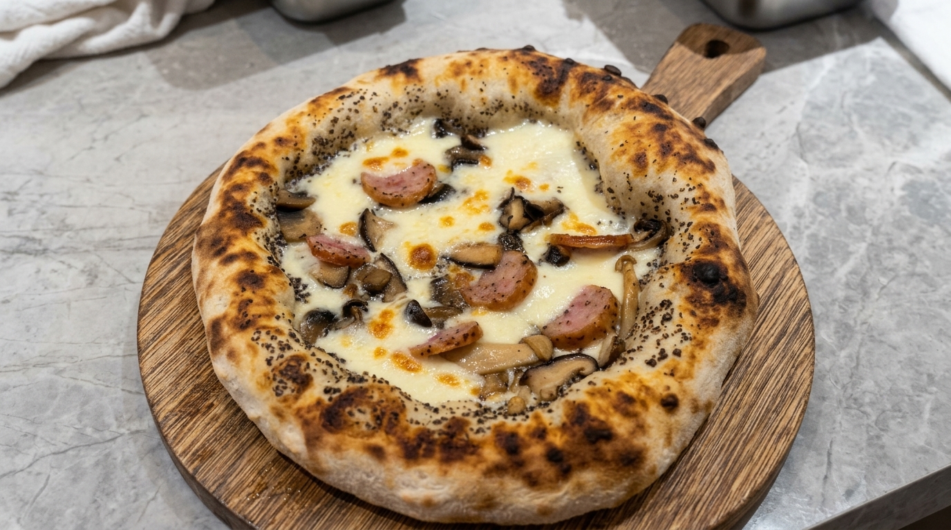 Pizza Artigianale al Tartufo, Funghi e Salsiccia