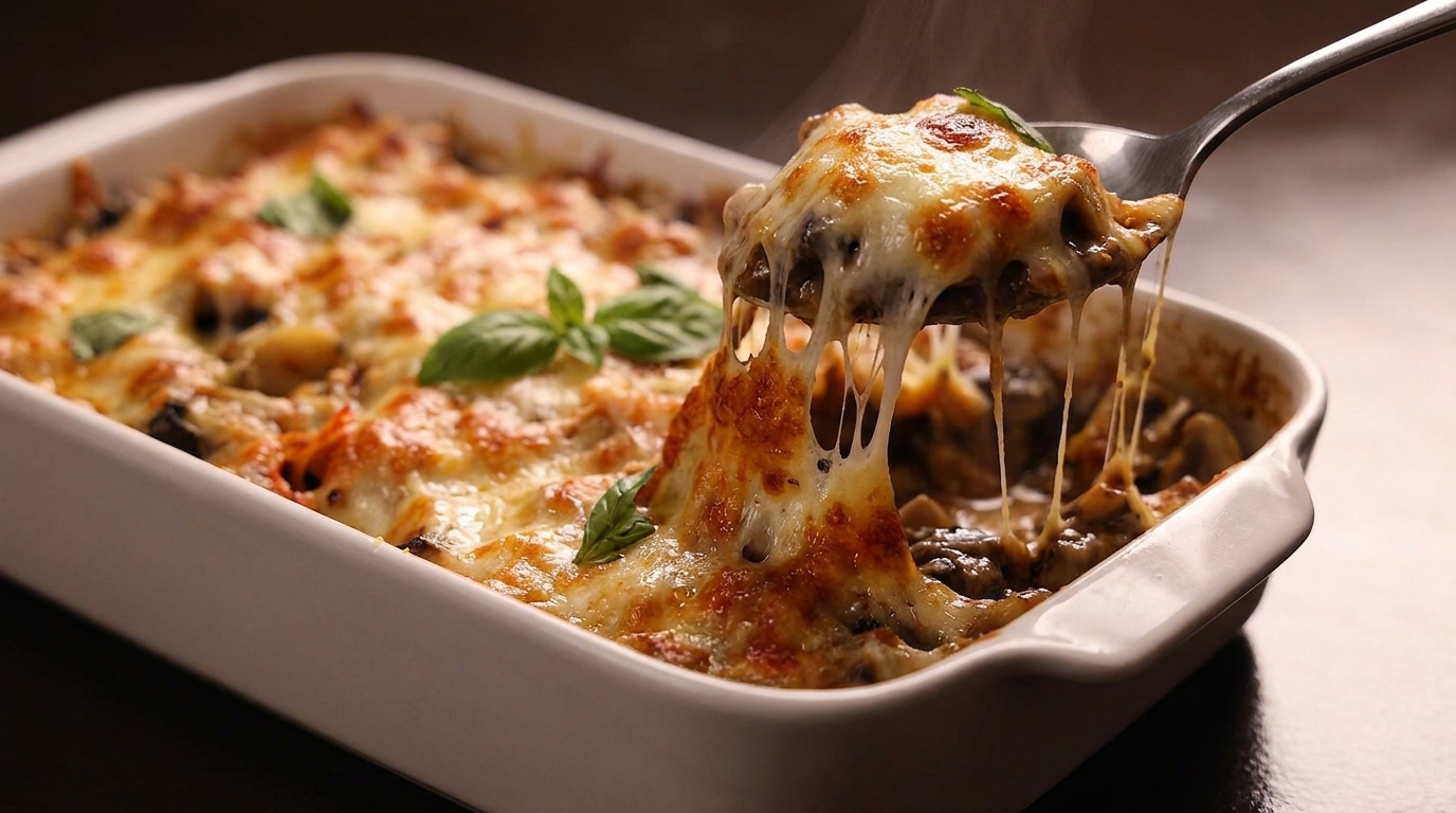 Funghi Gratinati al Forno con Cordyceps e Prosciutto Crudo