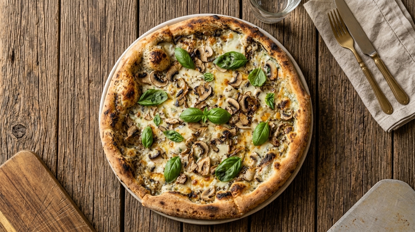 Pizza ai Funghi e Tartufo Nero con Besciamella Fatta in Casa