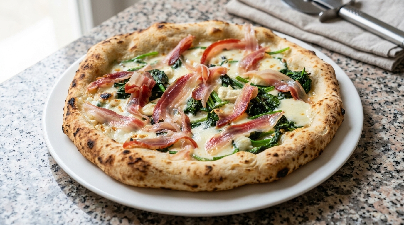 Pizza Artigianale con Spinaci e Pancetta