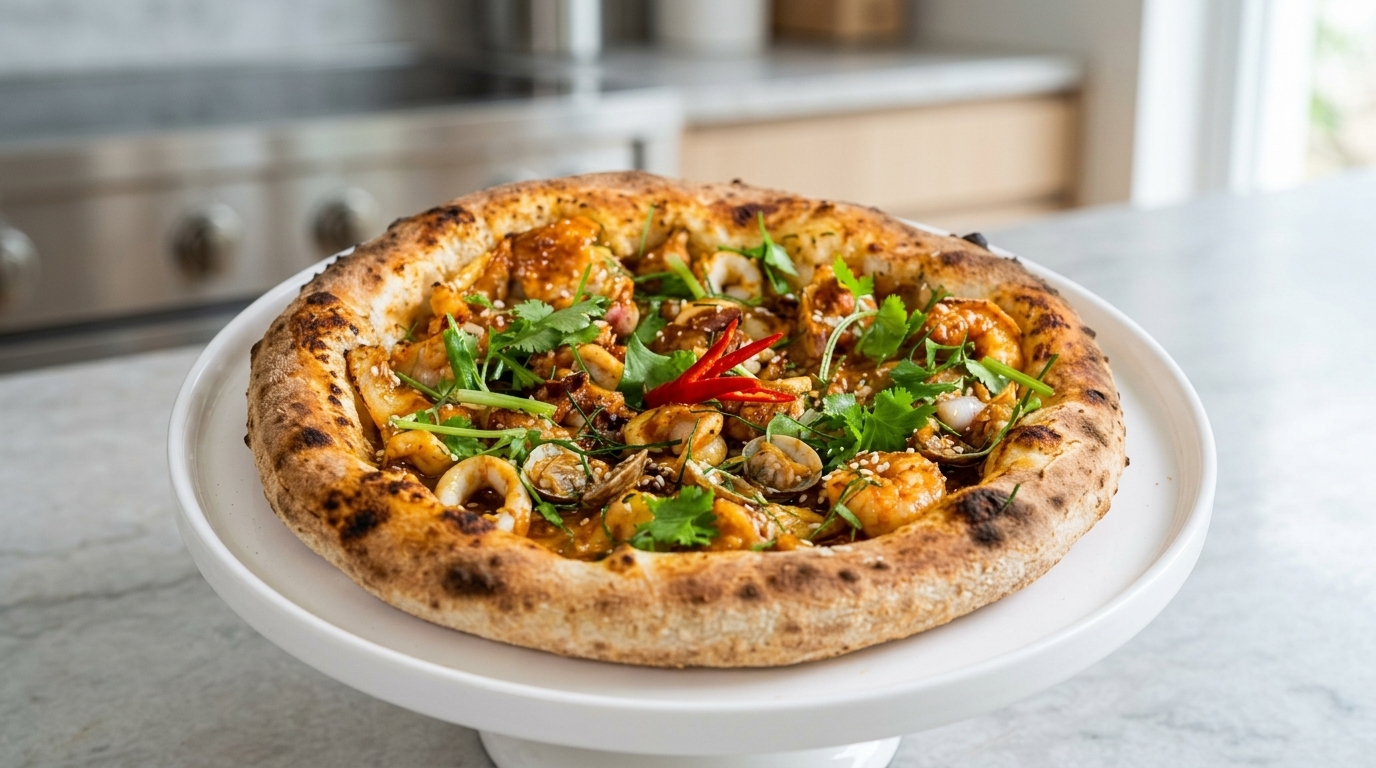 Pizza ai Frutti di Mare in Stile Tom Yum
