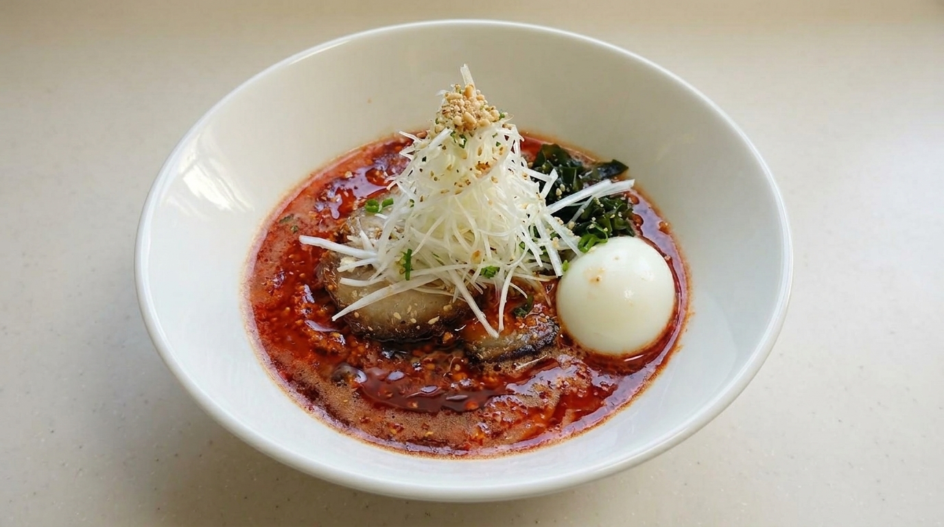 Ramen Tonkotsu Piccante in Stile Volcano