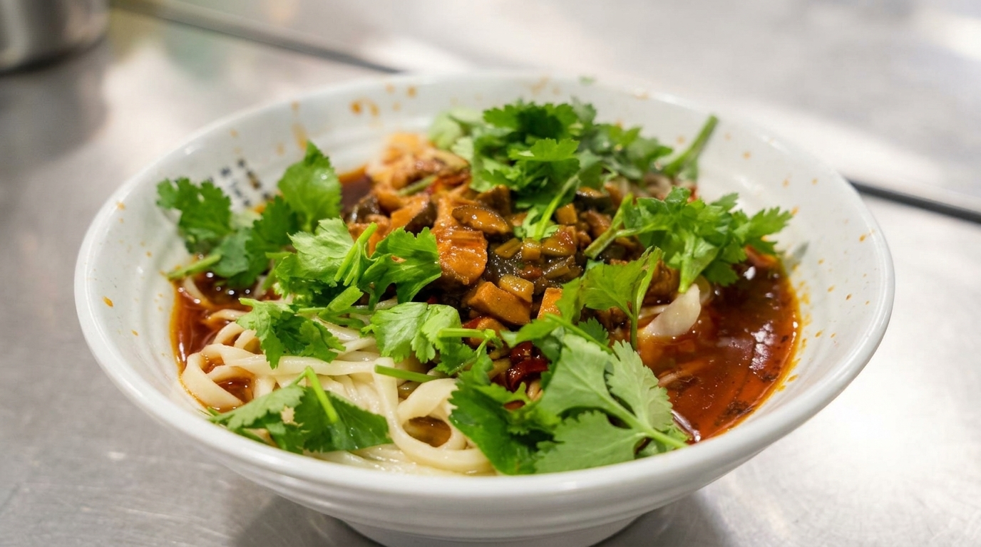 Noodles con Pollo e Funghi al Sugo del Sichuan