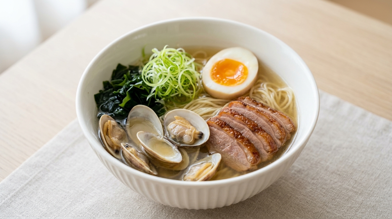 Ramen Shio alle Vongole e Anatra Scottata: Ricetta Facile Fatta in Casa