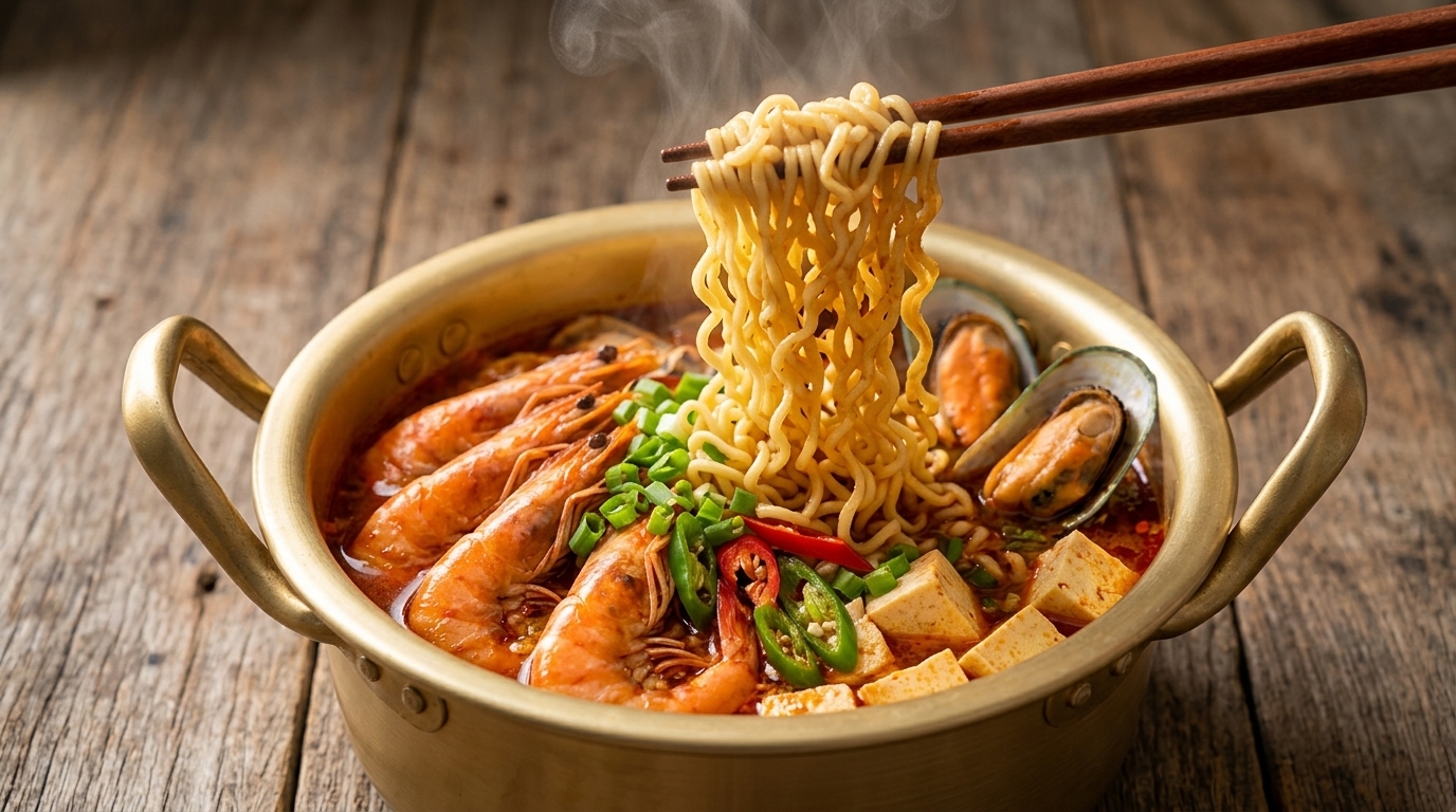 Ramen Coreano Piccante ai Frutti di Mare (Stile Jjamppong)