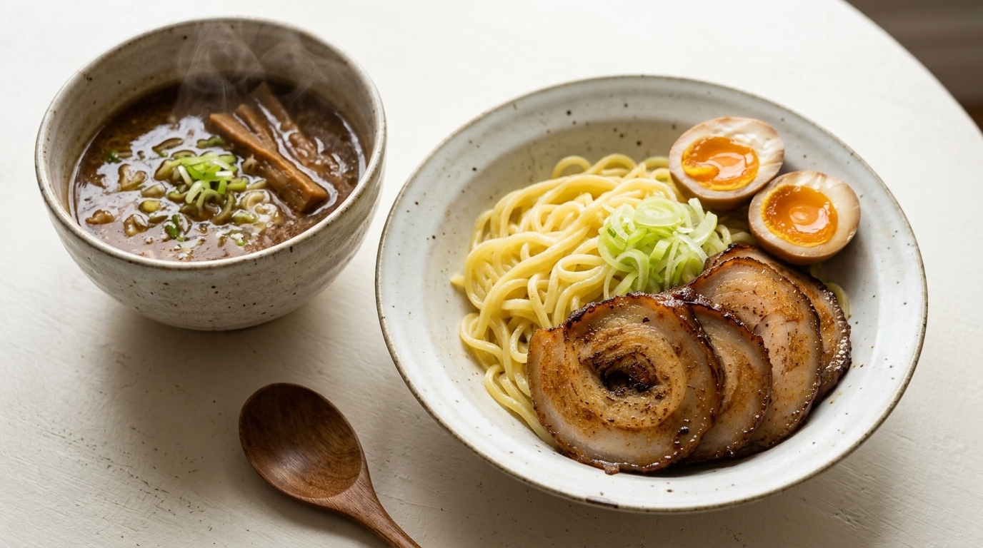 Gyokai Tonkotsu Tsukemen Fatto in Casa (Noodles da Intingere al Pesce e Maiale)