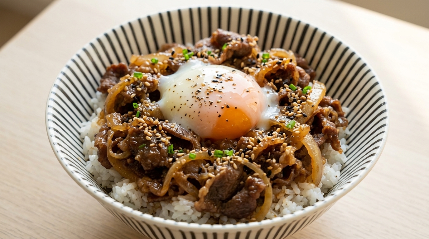 Gyudon Facile: la Ciotola di Manzo Giapponese con Uovo Onsen Perfetto