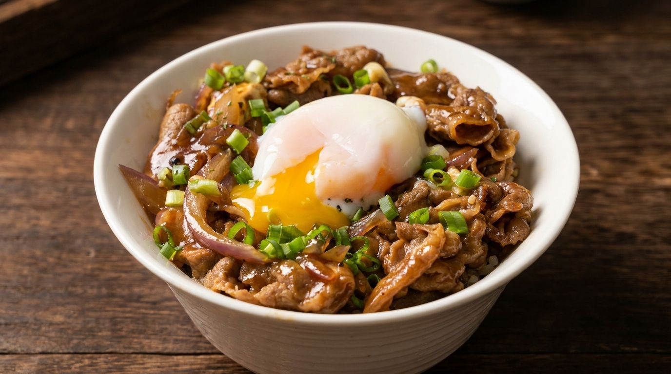 Donburi di Manzo Teriyaki Veloce con Uovo Onsen Perfetto