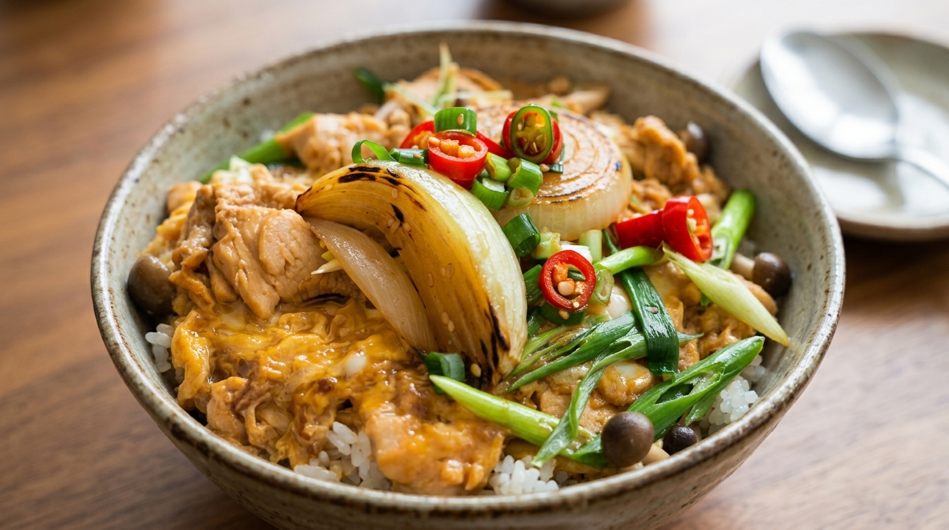 Oyakodon Tradizionale Giapponese (Ciotola di Riso con Pollo e Uova)