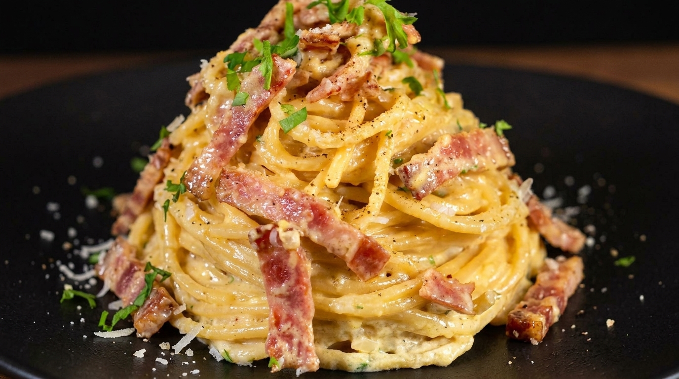 Spaghetti Cremosi con Pancetta e Parmigiano