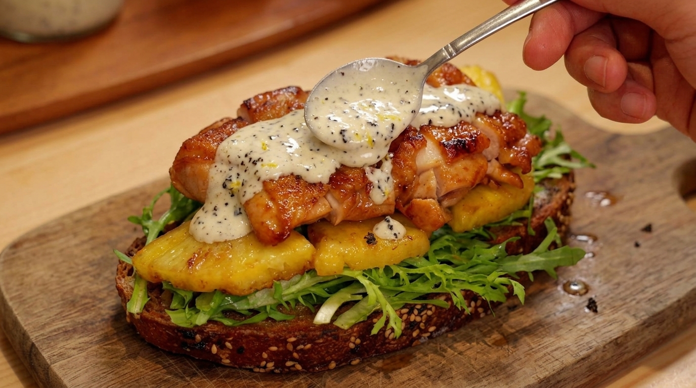 Panino Gourmet con Pollo, Ananas e Yogurt al Tartufo
