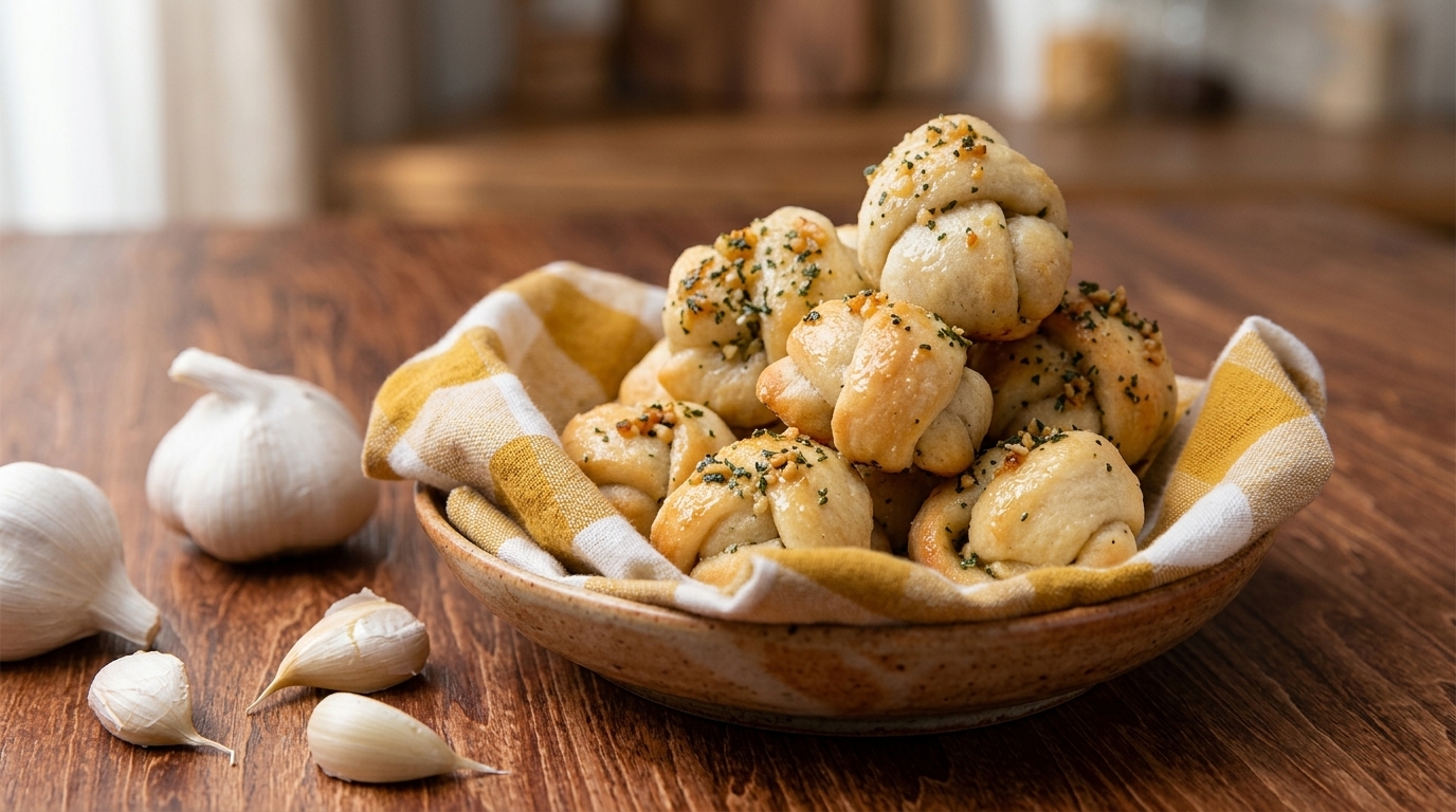 Mini nodini di pizza all'aglio fatti in casa