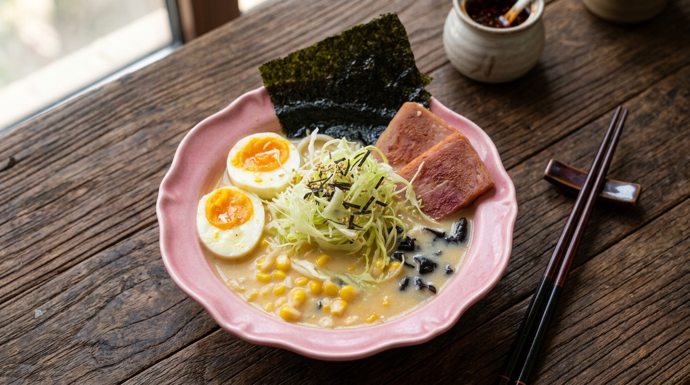Ramen Tonkotsu Fatto in Casa con Dadi di Brodo di Ossa