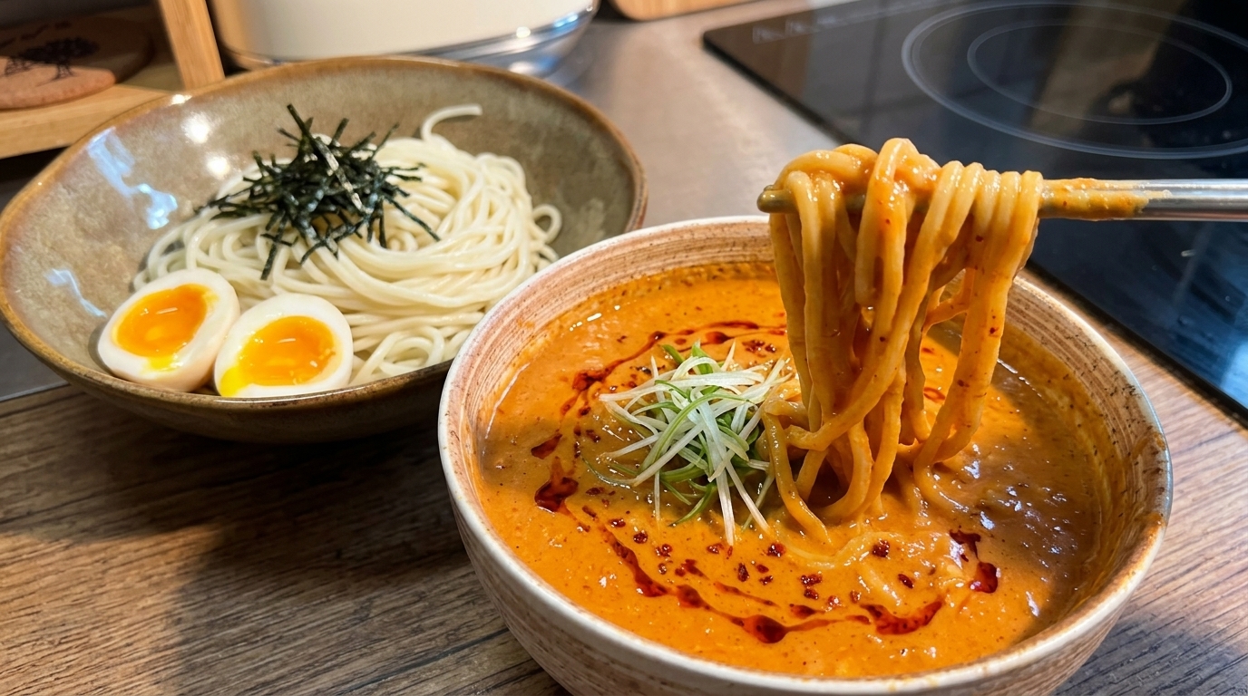 Ramen Tsukemen con Miso e Latte di Soia