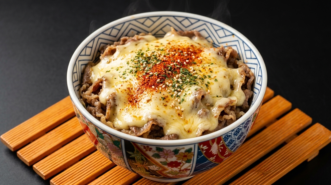 Donburi di Manzo al Formaggio Giapponese (Chizu Gyudon)