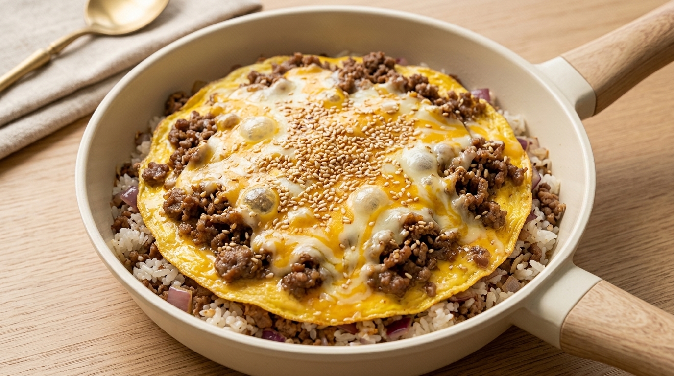 Riso con Manzo e Formaggio Filante (Stile Gyu-Don)