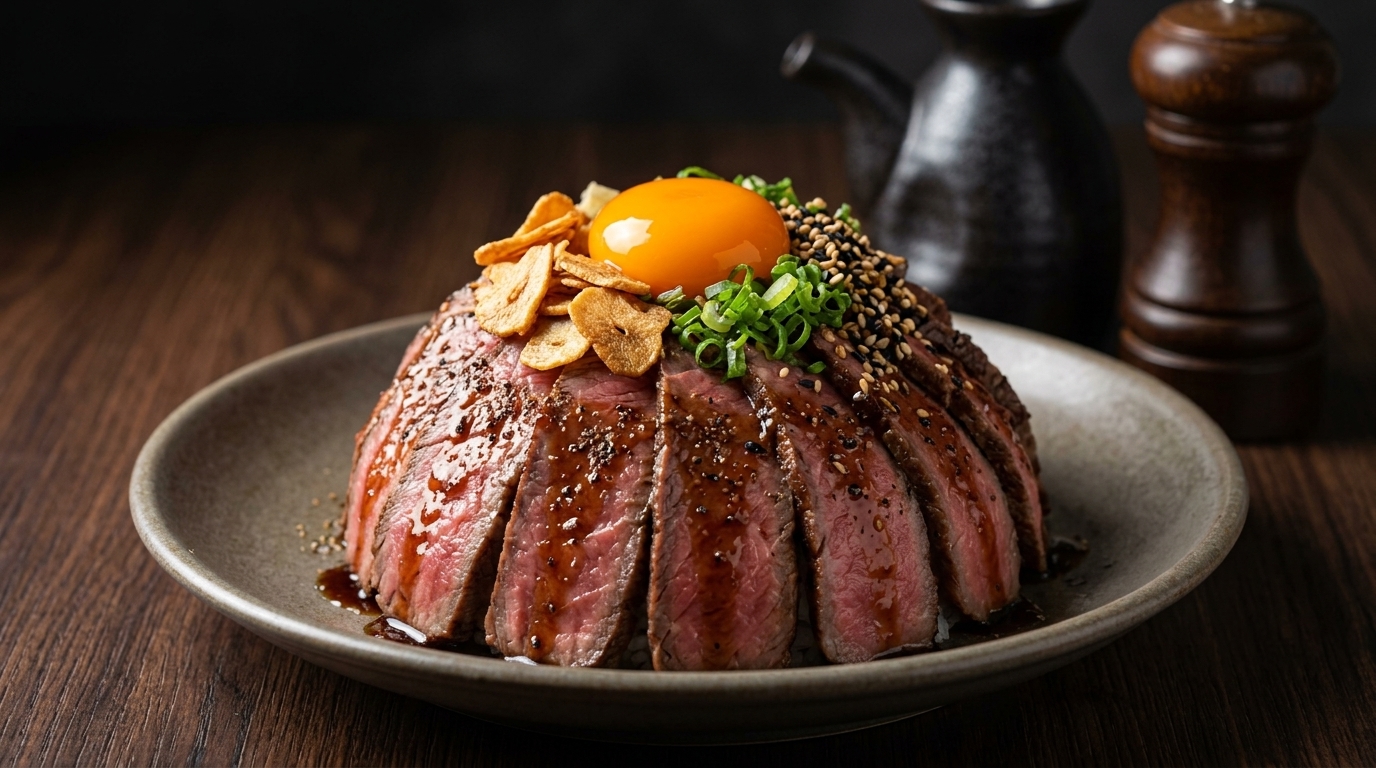 Donburi di Manzo Vulcano Giapponese (Gyu-don)