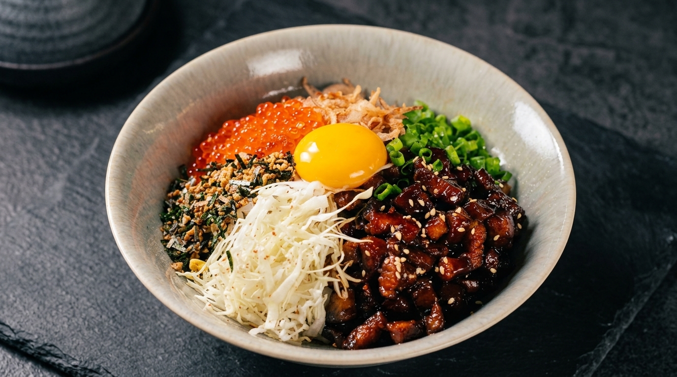 Donburi di Maiale 'Oro Nero' (Riso con Pancetta Brasata)