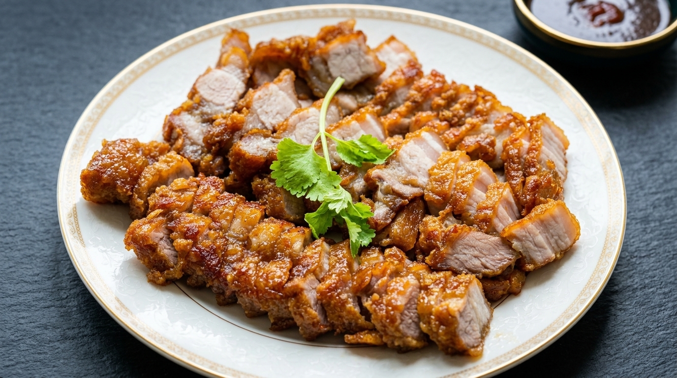 Pancetta di Maiale Fritta Croccante all'Aglio (Thịt Ba Chỉ Chiên Tỏi)