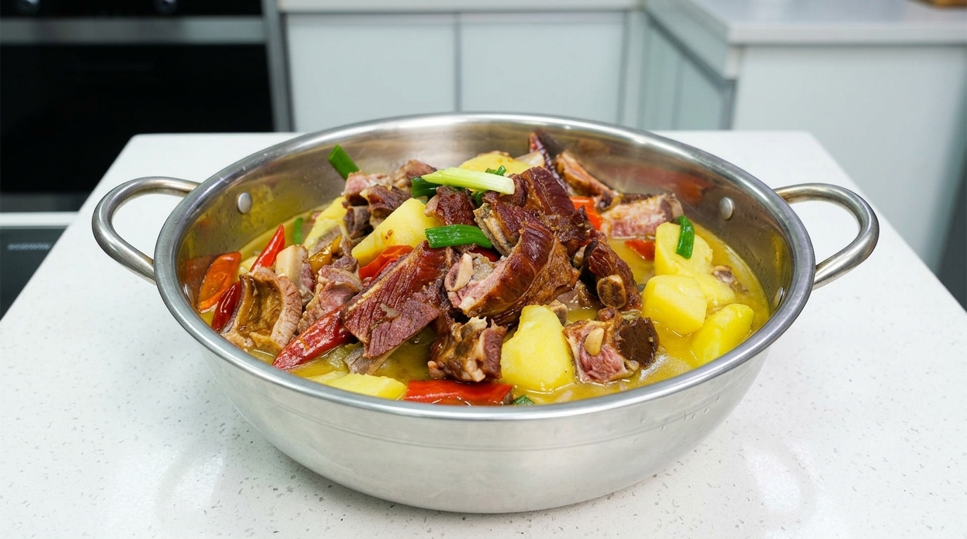 Costine di maiale stagionate stufate con patate