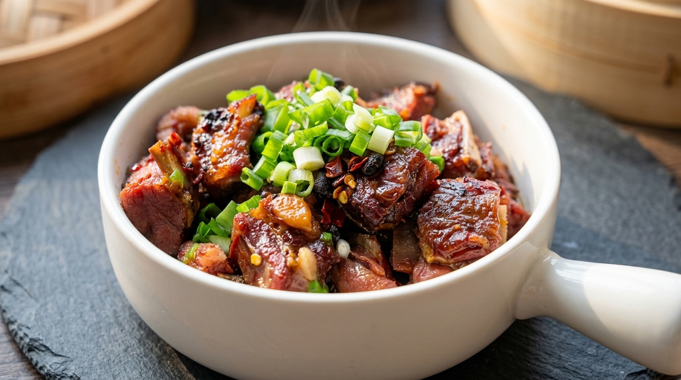 Autentiche Costine di Maiale Stagionate al Vapore alla Hunan con Fagioli Neri