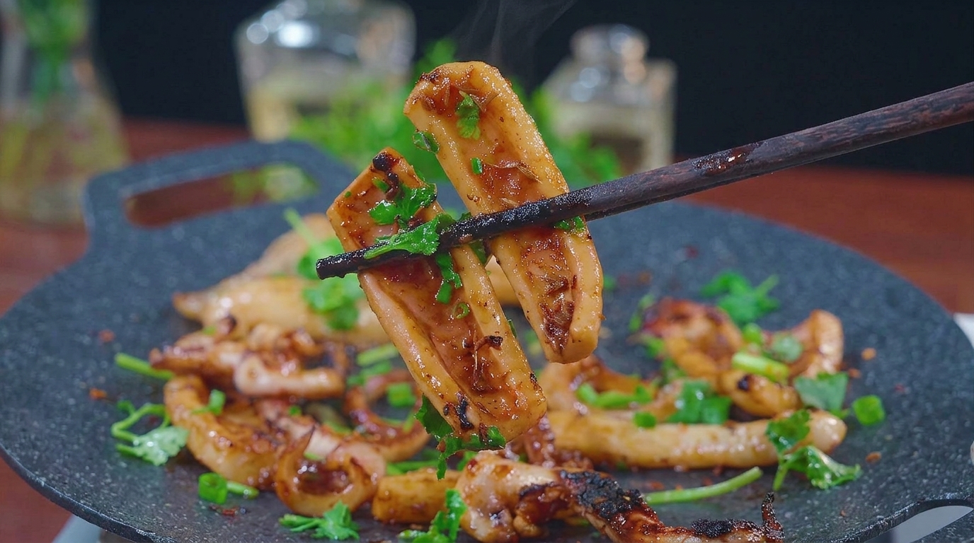 Calamari alla Piastra Marinati in Stile Barbecue Asiatico