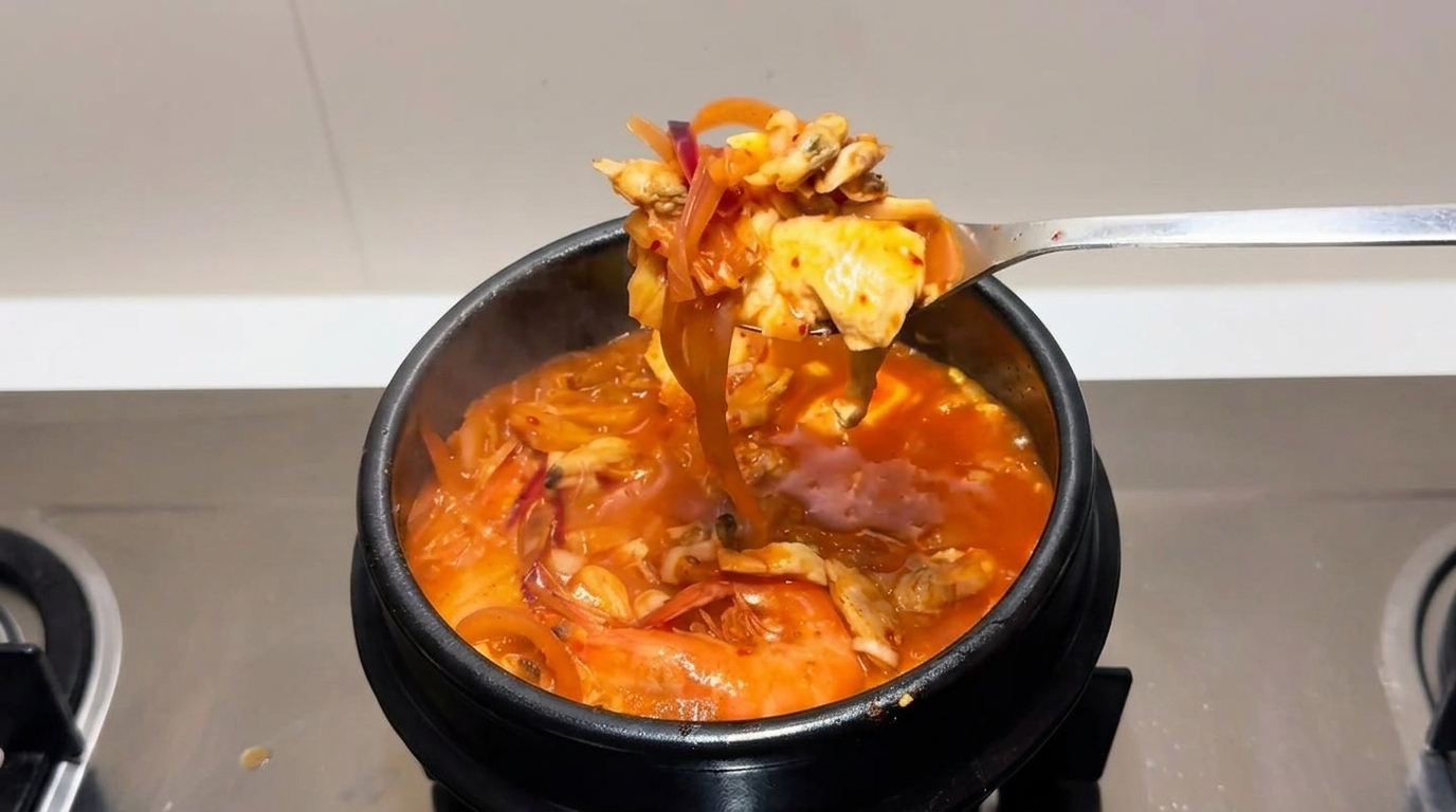 Zuppa di Kimchi e Vongole Autentica Coreana (Kimchi-jjigae)