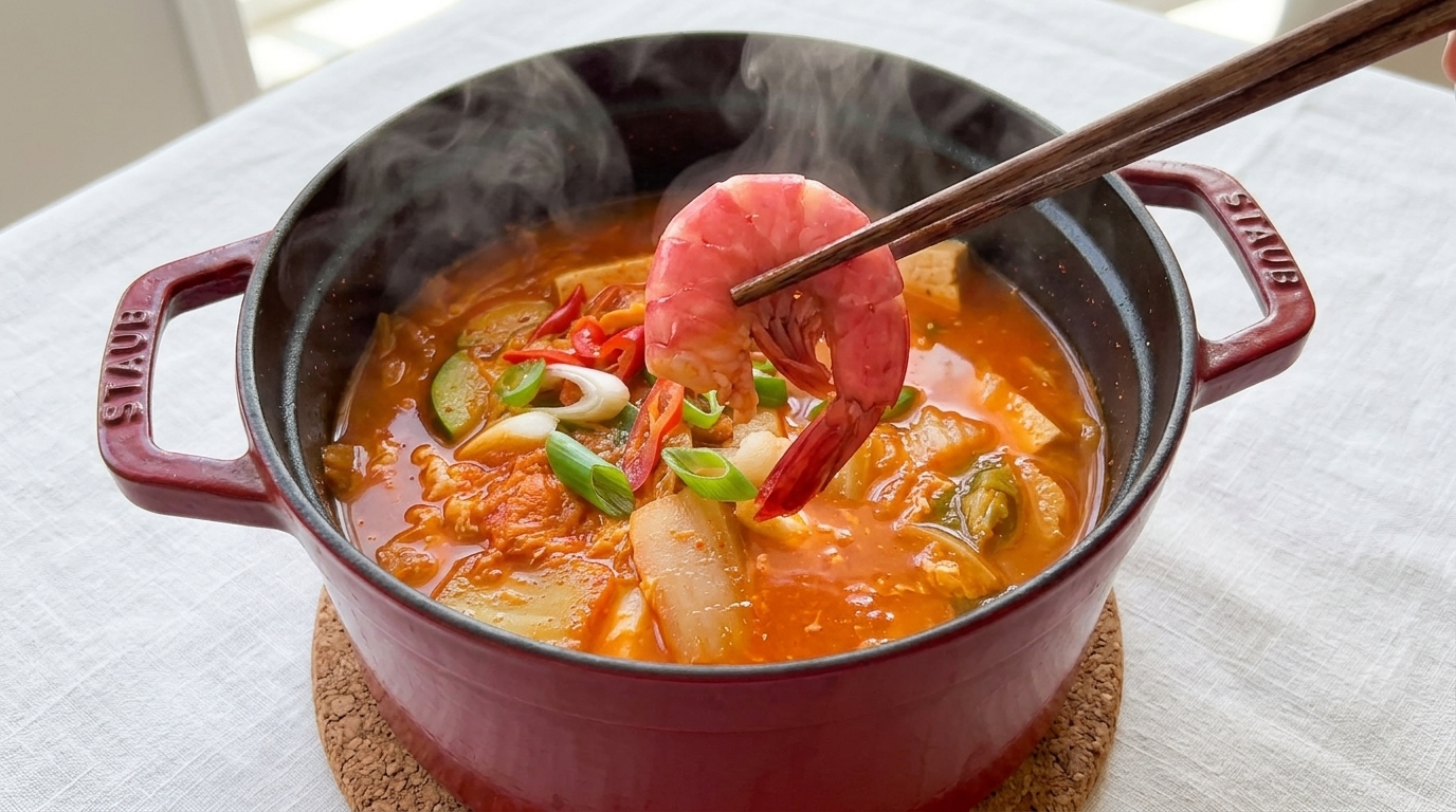 Zuppa Coreana di Kimchi e Frutti di Mare (Haemul Kimchi Jjigae)