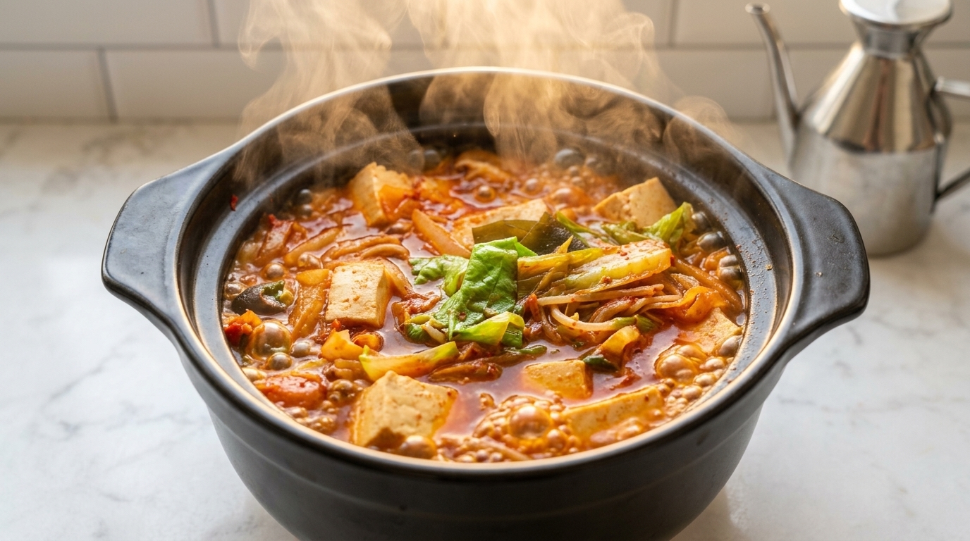 Zuppa Coreana Piccante di Kimchi e Tofu (Kimchi Jjigae)
