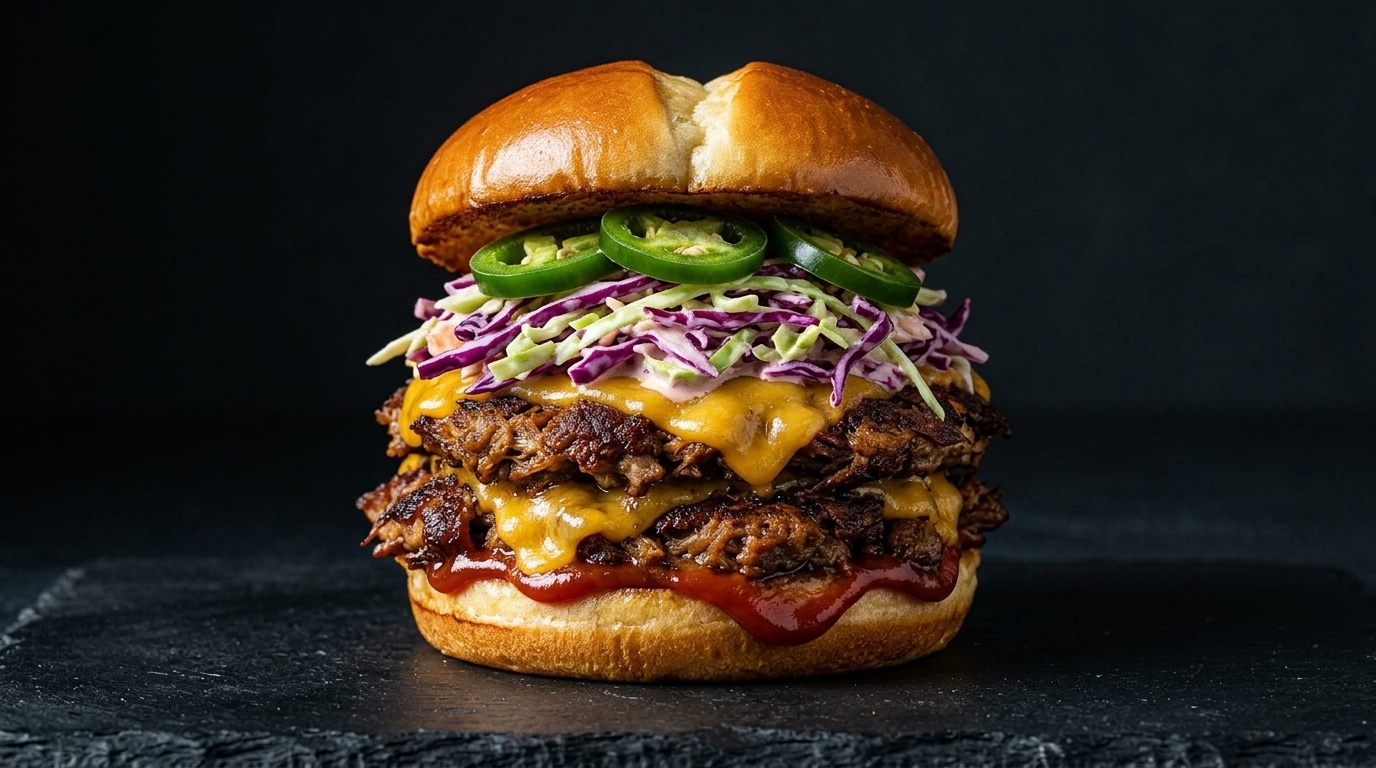 Smash Burger di Pulled Pork Affumicato con Coleslaw