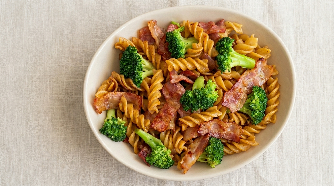 Pasta al Tartufo Nero, Pancetta e Broccoli