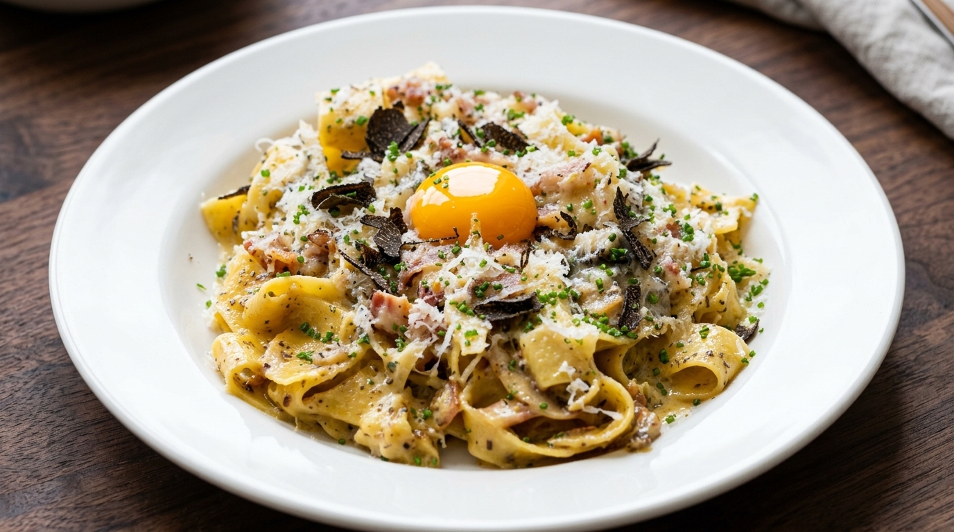 Carbonara al Tartufo Nero: Un Primo Piatto Raffinato