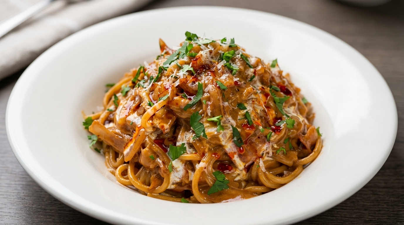 Pasta Cremosa con Cipolle Caramellate e Pancetta