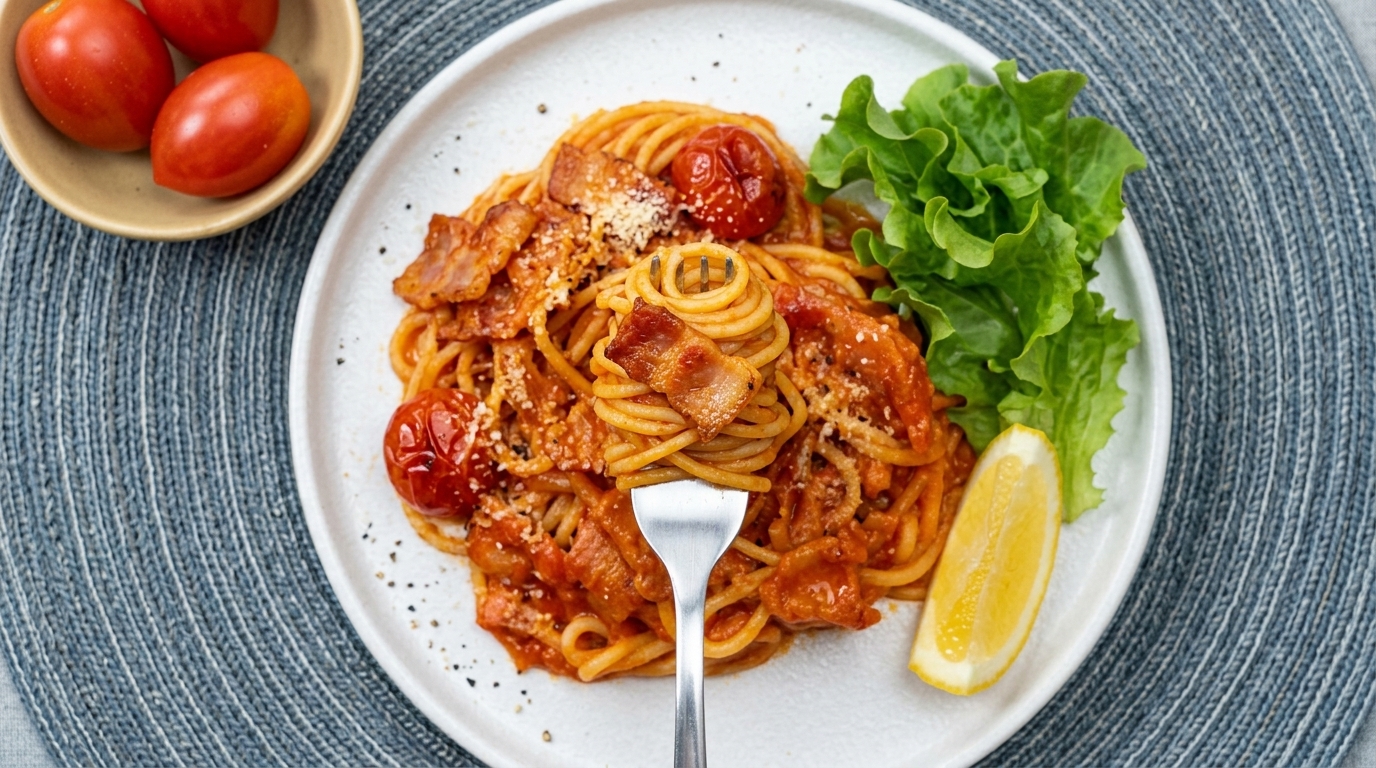 Spaghetti Classici con Pomodorini e Pancetta