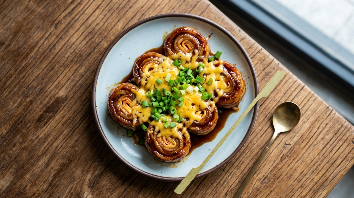 Involtini di Pancetta di Maiale Stile Coreano con Kimchi e Formaggio